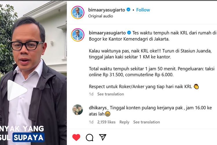 Cerita Bima Arya “Ngantor” Naik KRL, Sempat Dengar Curhat Penumpang Lain