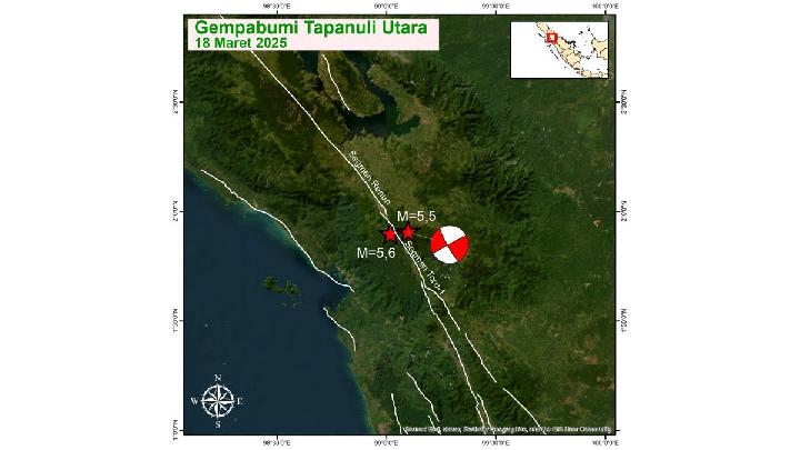 BMKG: Dua Gempa Beruntun dari Sesar Besar Sumatra Getarkan Tapanuli Utara Hari Ini