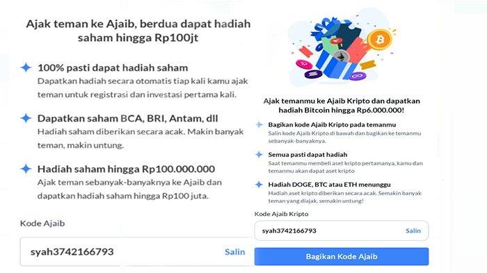 Daftar Saham Ajaib, Dapat Bonus Saham dan Kripto Gratis Jutaan Rupiah