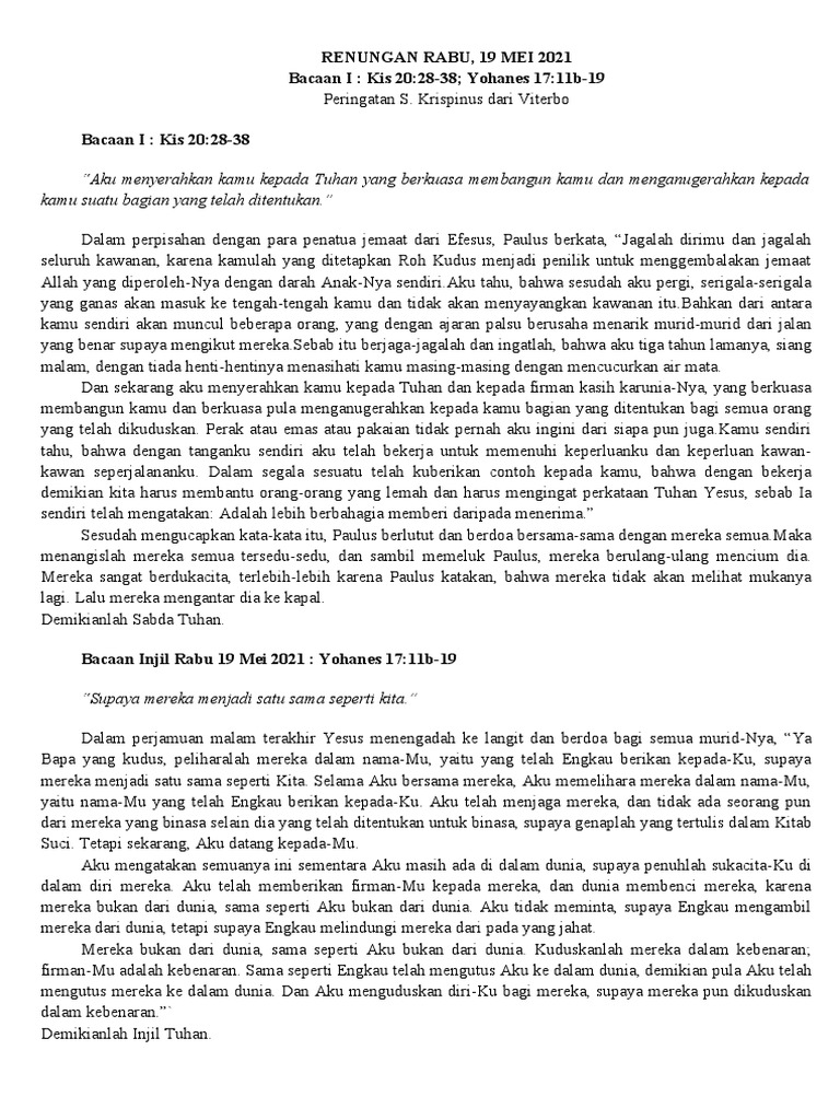 Bacaan Injil Katolik Jumat 12 September 2025 dan Renungan Harian