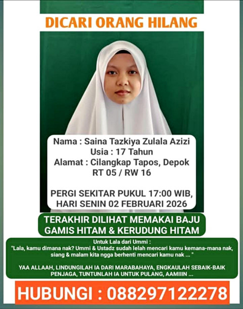 Santriwati Hilang di Depok Ditemukan di Surabaya